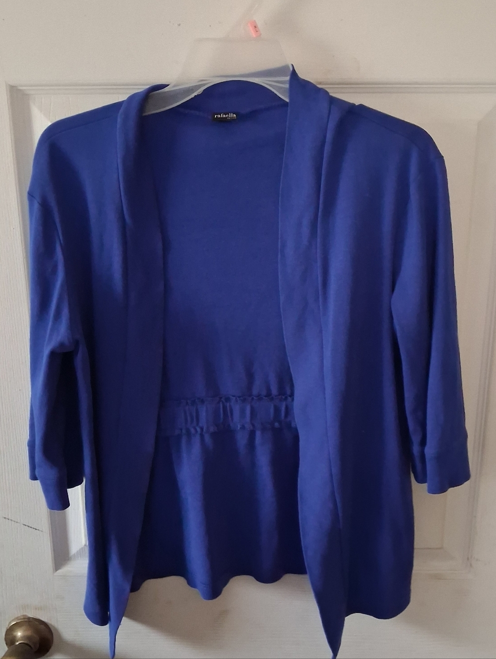 Rafaella Petite - Women's Royal Blue Open Front Stretch Small Cardigan Sweater